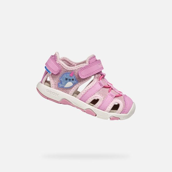 Sandały GEOX B SANDAL MULTY GIRL Rose. Czerwone sandały damskie Geox, bez wzorów, z syntetyku, bez obcasa, bez zapięcia. Za 195.99 zł.