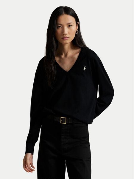 Polo Ralph Lauren Sweter 211972105004 Czarny Regular Fit. Czarne swetry damskie Polo Ralph Lauren, l, bez wzorów, z bawełny, bez kołnierzyka, bez ramiączek, bez kaptura. Za 819.99 zł.