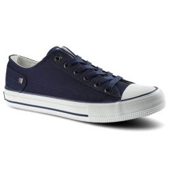 Granatowe Trampki Big Star Damskie Modne Obuwie. Niebieskie obuwie sportowe damskie Big Star, bez wzorów, z gumy, trekkingowe. Za 89.99 zł.