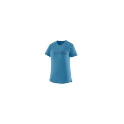 Koszulka turystyczna damska Cap Cool Merino Graphic Women. Niebieskie koszulki sportowe damskie Patagonia, bez wzorów, z wełny, sportowe, bez kołnierzyka. Za 349.99 zł.