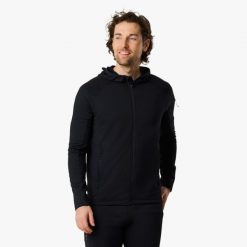 Bluza Wędrówki Mężczyzna Ultra Light Odprowadzający Wilgoć. Czarne bluzy sportowe męskie SWEDEMOUNT, m, bez wzorów, z materiału, z kapturem, do biegania. Za 224.99 zł.