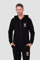 MOSCHINO Czarna bluza z kapturem. Czarne bluzy męskie MOSCHINO, m, bez wzorów, z kapturem. W wyprzedaży za 799.99 zł.