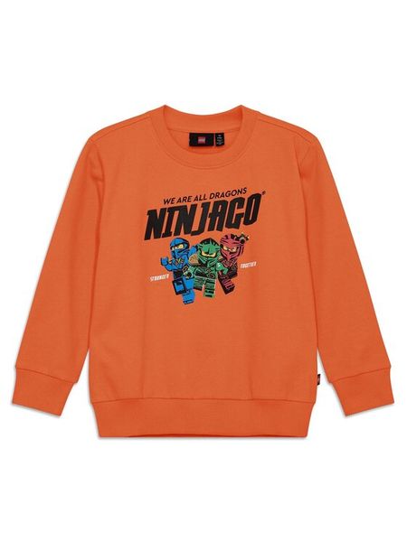 LEGO Bluza Ninjago 11010944 Pomarańczowy Regular Fit. Brązowe bluzy dla chłopców LEGO, bez wzorów, z bawełny, bez ramiączek, bez kaptura. Za 99.99 zł.