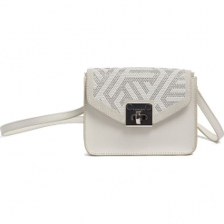 Skórzana torebka w kolorze białym - (S)17 x (W)13 x (G)8 cm. Białe torby na ramię damskie marki Tosca Blu. W wyprzedaży za 239.95 zł.