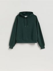 Bluza z modalem - morski. Zielone bluzy damskie Reserved, l, bez wzorów, z dzianiny, bez kaptura. Za 129.99 zł.