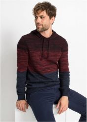 Sweter z cienkiej dzianiny z kapturem o kroju regular fit. Czerwone swetry przez głowę męskie bonprix, m, bez wzorów, z dzianiny, bez kołnierzyka. Za 129.99 zł.
