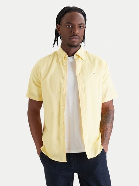 Tommy Hilfiger Koszula MW0MW42450 Żółty Regular Fit. Żółte koszule męskie Tommy Hilfiger, m, bez wzorów, z bawełny, bez kołnierzyka, bez ramiączek. Za 282.99 zł.