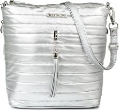 Beltimore Srebrna Damska Torebka pikowana solidna oryginalna frędzel W91. Szare torebki do ręki damskie Beltimore, bez wzorów, pikowane, bez dodatków. Za 104.49 zł.