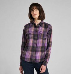 LEE REGULAR WESTERN SHIRT DAMSKA KOSZULA Z DŁUGIM RĘKAWEM KRATKA AMETHYST ORCHID L45SXATI 112140157. Fioletowe bluzki damskie Lee, l, bez wzorów, bez kołnierzyka, bez ramiączek. Za 129.99 zł.