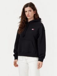 Tommy Jeans Bluza Badge DW0DW19414 Czarny Boxy Fit. Czarne bluzy damskie Tommy Jeans, xxs, bez wzorów, z bawełny, bez kaptura. Za 309.99 zł.