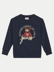 Guess Bluza H5RJ01 KAD74 Granatowy Regular Fit. Niebieskie bluzy dla dziewczynek Guess, z aplikacjami, z bawełny, bez ramiączek, bez kaptura. Za 249.99 zł.
