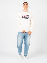 Tommy Jeans Sweter | DM0DM13045 | Mężczyzna | Biały. Białe swetry przez głowę męskie Tommy Hilfiger, m, bez wzorów, z dzianiny, bez kołnierzyka. W wyprzedaży za 279.00 zł.