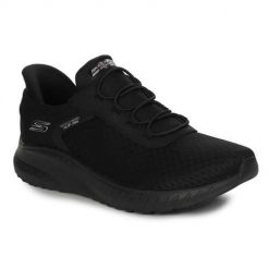 Buty do chodzenia damskie Skechers 117504BBK. Czarne obuwie sportowe damskie Skechers, bez wzorów, z materiału, trekkingowe. Za 342.00 zł.