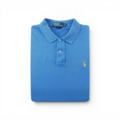 Koszulka polo męska Classic Fit Polo Ralph Lauren. Niebieskie koszulki polo męskie Ralph Lauren, m, bez wzorów, z materiału, klasyczne, bez ramiączek. Za 106.46 zł.