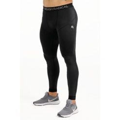 Męskie getry do biegania szybkoschnące Rough Radical Tight Long. Czarne legginsy sportowe męskie ROUGH RADICAL, m, bez wzorów, do biegania. Za 139.90 zł.