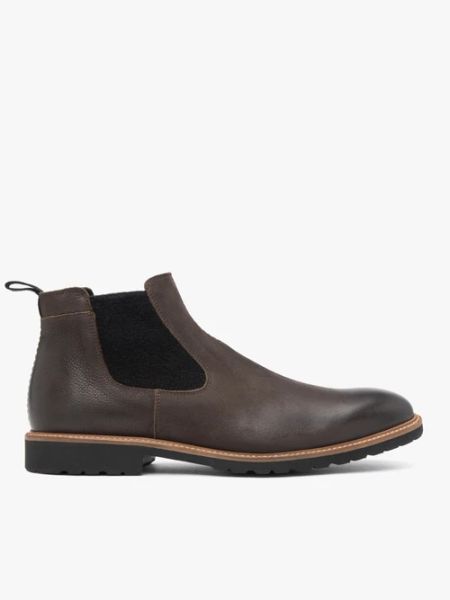 Brązowe nubukowe sztyblety. Brązowe botki męskie Ryłko, bez wzorów, z nubiku, bez zapięcia. Za 599.99 zł.