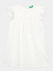 United Colors Of Benetton Sukienka codzienna 3096GV00H Biały Regular Fit. Białe sukienki dla dziewczynek United Colors Of Benetton, bez wzorów, z bawełny, bez ramiączek. Za 79.99 zł.