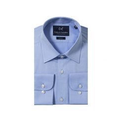 KOSZULA BLUE CLASSIC. Niebieskie koszule męskie Guns&tuxedos, z kwadratowym dekoltem, z krótkim rękawem. Za 129.99 zł.
