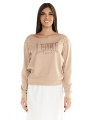 Damski sweter z okrągłym dekoltem Winter Chic Boxing. Brązowe swetry damskie LEONE 1947 APPAREL, l, bez wzorów, z materiału, sportowe, bez kołnierzyka, bez ramiączek, długie, z kapturem. Za 159.99 zł.