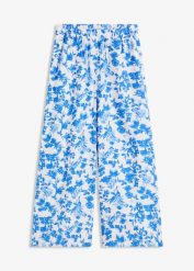 Spodnie culotte z lejącej mieszanki wiskozy. Białe spodnie materiałowe damskie bonprix, bez wzorów, z wiskozy. Za 54.99 zł.