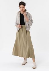 Długa spódnica letnia G-MIGELIA. Brązowe spódnice damskie Volcano, na lato, s, bez wzorów, z materiału, maxi, dopasowane. Za 119.99 zł.