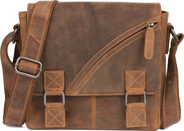 Beltimore Torba męska skórzana na ramię zgrabna brązowa elegancka Beltimore N13. Brązowe torby na ramię męskie Beltimore, bez wzorów, eleganckie, na ramię. Za 319.99 zł.