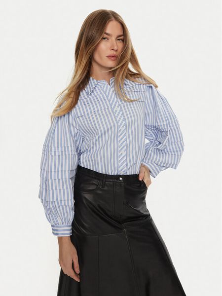 Munthe Koszula Trudie 243102824334 Niebieski Relaxed Fit. Niebieskie bluzki damskie Munthe, bez wzorów, z syntetyku, bez kołnierzyka, bez ramiączek. Za 549.99 zł.