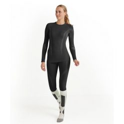 Damska koszulka z długim rękawem Falke Wool-Tech. Czarne koszulki sportowe damskie Falke, bez wzorów, bez kołnierzyka, bez ramiączek. Za 486.00 zł.