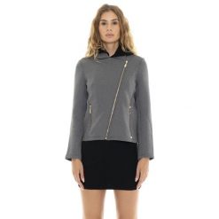 Leone 1947 Złote ćwieki Damen Asymmetrische Neoprenjacke mit Reißverschluss. Szare kurtki damskie LEONE 1947 APPAREL, bez wzorów, z poliesteru, bez kaptura, na fitness i siłownię. W wyprzedaży za 294.70 zł.