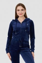 JUICY COUTURE Granatowa bluza Madison Hoodie. Niebieskie bluzy damskie Juicy Couture, s, bez wzorów, bez kaptura. W wyprzedaży za 311.99 zł.