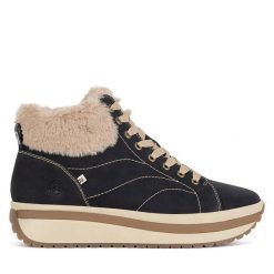 Trzewiki Rieker Revolution Lifestyle. Czarne botki damskie Rieker Revolution Lifestyle, bez obcasa, na płaskiej podeszwie, bez zapięcia. Za 399.99 zł.