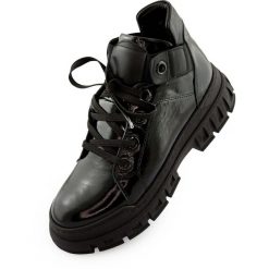 Eleganckie skórzane botki Nell 157 Czarne Rozmiar 40. Czarne obuwie sportowe damskie GLENMUIR, bez wzorów, ze skóry, trekkingowe. Za 361.99 zł.