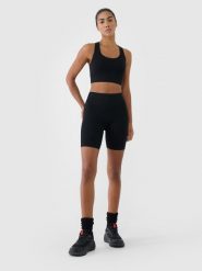4F Legginsy kolarki treningowe bezszwowe damskie - czarne M/L. Czarne legginsy damskie 4f, l, bez wzorów, z dzianiny, z podwyższonym stanem, krótkie, na fitness i siłownię. Za 79.99 zł.