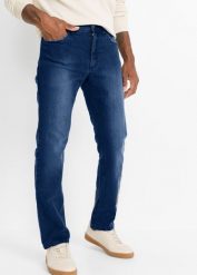 Dżinsy ze stretchem regular fit w wygodnym fasonie, prosta nogawka. Szare jeansy męskie bonprix, vintage. Za 129.99 zł.
