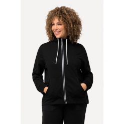 Damskie Bluza rozpinana stójka kieszeń kangurka dłuższy tył. Czarne bluzy damskie Ulla Popken, plus size, bez wzorów, z bawełny, bez kaptura. W wyprzedaży za 191.99 zł.