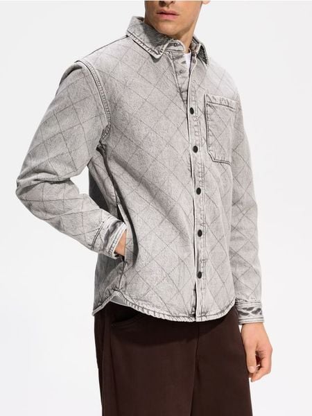 Jeansowa kurtka - jasnoszary. Szare kurtki męskie Reserved, l, bez wzorów, z denimu, bez kaptura. Za 179.99 zł.
