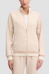 GUESS Beżowa rozpinana damska bluza w monogram Aggie, Rozmiar S. Brązowe bluzy damskie Guess, s, z aplikacjami, bez kaptura. W wyprzedaży za 329.99 zł.