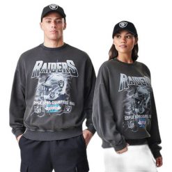 Bluza Las Vegas Raiders NFL Washed. Szare bluzy męskie New Era, m, bez wzorów, bez kaptura. W wyprzedaży za 330.40 zł.