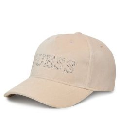 Czapka z daszkiem Guess. Brązowe czapki i kapelusze damskie Guess, z aplikacjami. Za 129.99 zł.