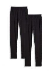 Legginsy z elastycznego materiału z bawełną organiczną (2 szt.). Czarne legginsy dla dziewczynek bonprix, bez wzorów, z bawełny. Za 67.99 zł.