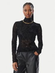 Just Cavalli Bluzka 81PAH617 JS569 Czarny Slim Fit. Czarne bluzki damskie Just Cavalli, xxs, bez wzorów, z syntetyku, bez kołnierzyka, bez ramiączek. Za 594.99 zł.