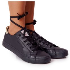 Damskie Eko-Skóra Tenisówki Cross Jeans HH2R4003C Czarne. Czarne trampki i tenisówki damskie bez wzorów, z jeansu, klasyczne, bez zapięcia. Za 182.49 zł.