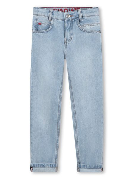 HUGO Jeansy G00374 S Niebieski Regular Fit. Niebieskie jeansy dla chłopców Hugo, z bawełny. Za 299.99 zł.
