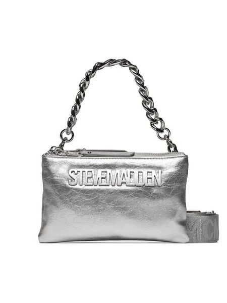 Steve Madden Torebka Bnicco SM13001162-SIL Srebrny. Szare torebki do ręki damskie Steve Madden, bez wzorów, ze skóry, bez dodatków. Za 269.99 zł.