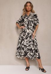 Czarna Rozkloszowana Sukienka z Wiskozy Ozdobiona Falbaną Filesenia. Czarne sukienki damskie Renee, na spotkanie biznesowe, l, bez wzorów, z wiskozy, eleganckie, bez kołnierzyka, bez ramiączek, midi, rozkloszowane. Za 59.99 zł.