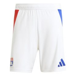 Szorty domowe OL 2024/25. Białe krótkie spodenki sportowe męskie Adidas, s, bez wzorów, z materiału, na fitness i siłownię. Za 192.80 zł.
