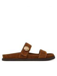 Tory Burch Klapki Romy Sport 183266 Brązowy. Brązowe klapki damskie Tory Burch, bez wzorów, ze skóry, sportowe, bez obcasa. Za 1,659.00 zł.