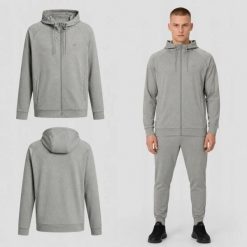 BLUZA MĘSKA SPORTOWA 4F TRENINGOWA SZYBKOSCHNĄCA M631 KOLOR SZARY. Szare bluzy męskie 4f, l, bez wzorów, z materiału, bez kaptura, do biegania. Za 147.00 zł.