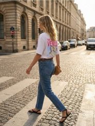 Bawełniana koszulka z nadrukiem "The bith of Wenus" - biały. Białe t-shirty damskie Sinsay, l, bez wzorów, z bawełny, bez kołnierzyka. Za 25.99 zł.