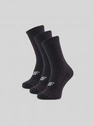 4F Skarpetki długie (3-pack) damskie - czarne 35-38. Czarne skarpety damskie 4f, bez wzorów, z bawełny. Za 59.99 zł.
